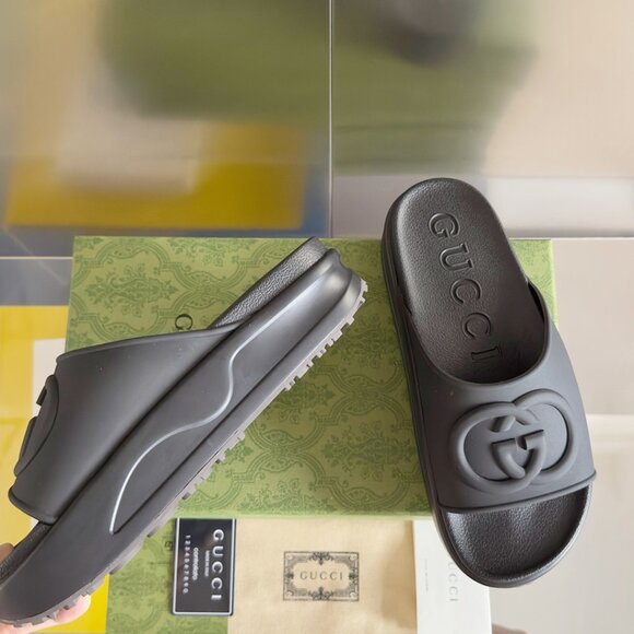 Gucci Gray Slide Sandals - Picture 3 of 9